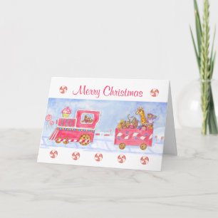Carte de Noël Joyeux Noël Train Bonbons