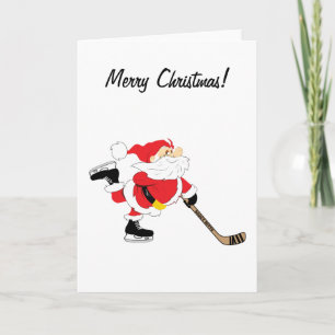 Carte de Noël Joyeux Père Noël de hockey