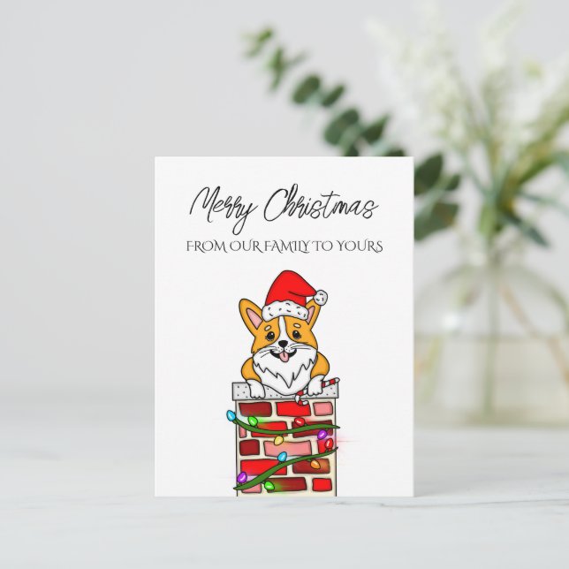 Carte de Noël Joyeux personnalisée avec Père Noël  (Debout devant)