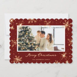 Carte de Noël joyeux photo flocon de neige rouge p