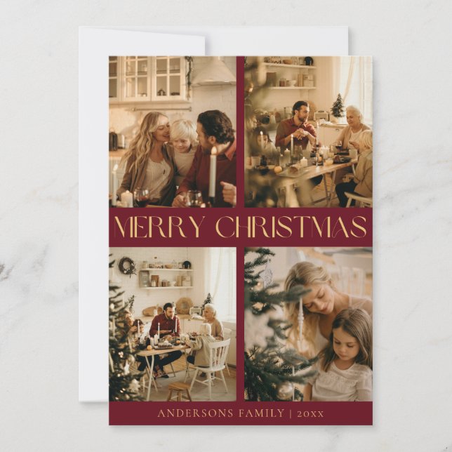 Carte de Noël Joyeux Rouge moderne et élégant (Devant)