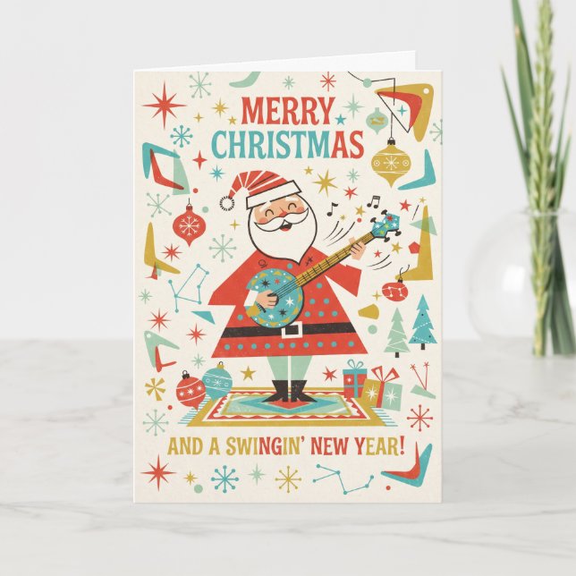 Carte de Noël joyeux Santa balançant (Devant)