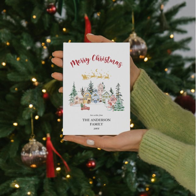 Carte de Noël Joyeux | Scène hivernale enneigée d' (Créateur téléchargé)