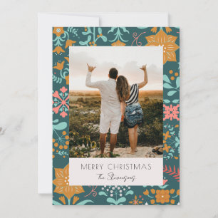 Carte de Noël Joyeux Vert Retro