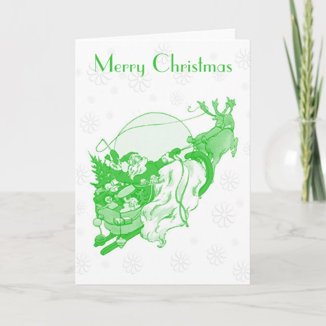 Carte de Noël Joyeux Vert vintage (Devant)