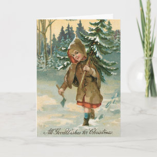 Carte de Noël Joyeux vintage