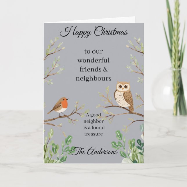 Carte de Noël Joyeux Voisins et Amis (Devant)