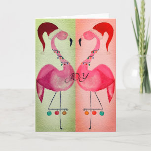 Carte de Noël Joyous Flamant rose : Carte bicolore