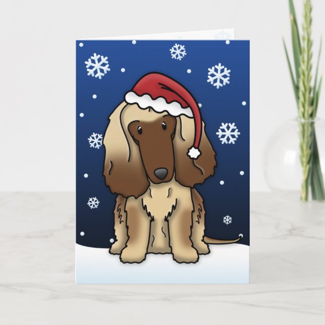 Carte de Noël Kawaii Afghan Hound (Devant)