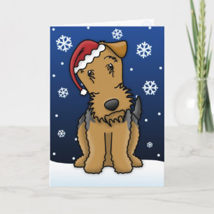 Carte de Noël Kawaii Airedale Terrier