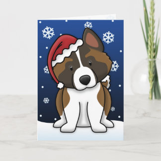 Carte de Noël Kawaii Akita
