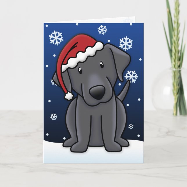 Carte de Noël Kawaii Black Lab (Devant)
