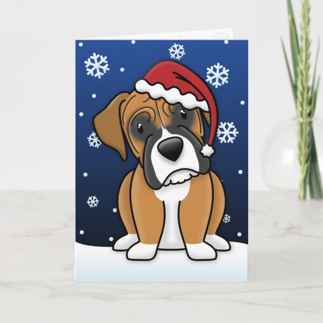 Carte de Noël Kawaii Boxer (Devant)