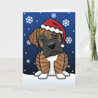 Carte de Noël Kawaii Brindle Boxer