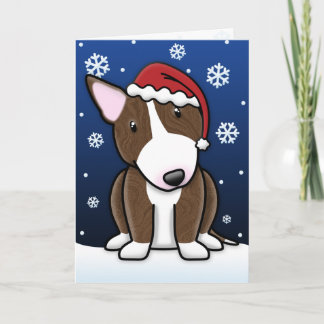 Carte de Noël Kawaii Brindle Bull Terrier