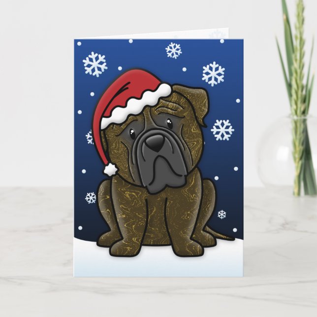 Carte de Noël Kawaii Brindle Bullmastiff (Devant)