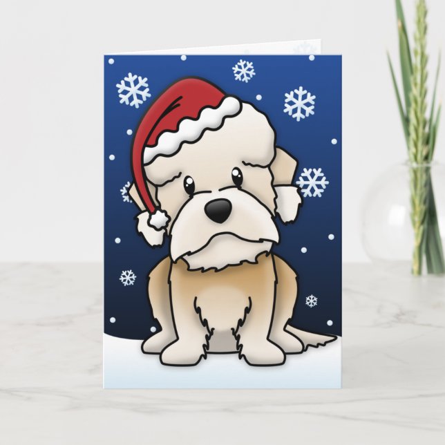 Carte de Noël Kawaii Dandie Dinmont Terrier (Devant)