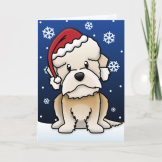 Carte de Noël Kawaii Dandie Dinmont Terrier