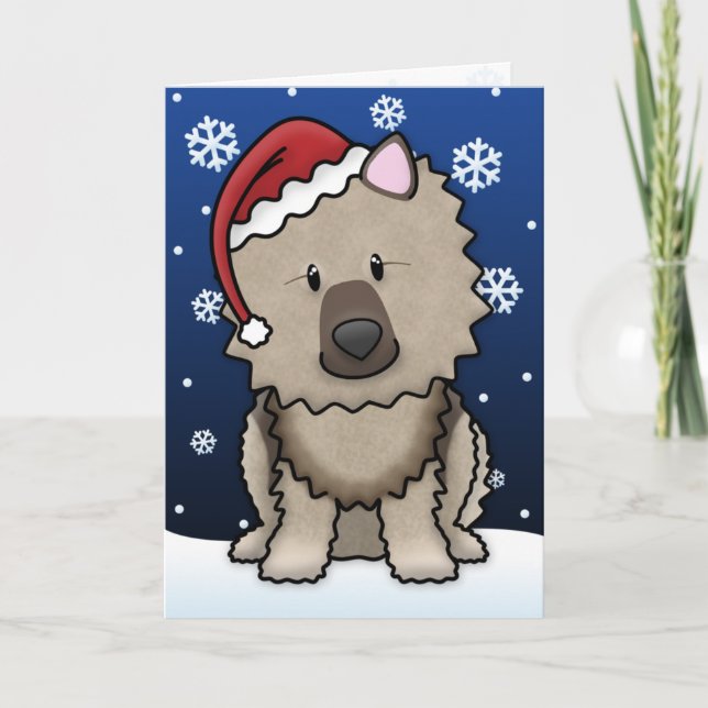 Carte de Noël Kawaii Keeshond (Devant)