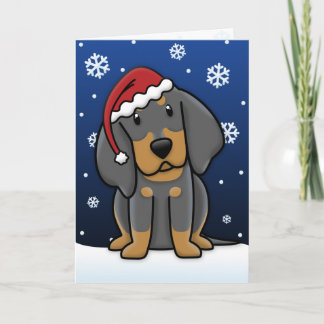 Carte de Noël Kawaii Noir & Tan