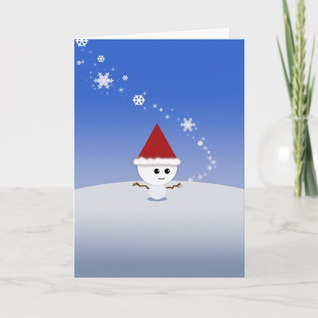 Carte de Noël Kawaii Snowman mignonne! (Devant)