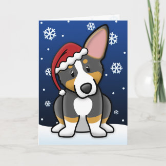 Carte de Noël Kawaii Tri Pembroke Welsh Corgi