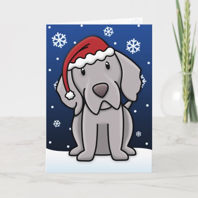 Carte de Noël Kawaii Weimaraner (Devant)