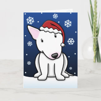Carte de Noël Kawaii White Bull Terrier