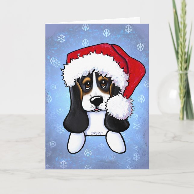 Carte de Noël KiniArt Basset Hound (Devant)