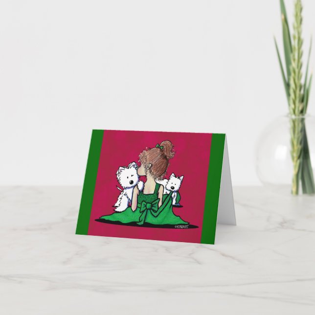 Carte de Noël KiniArt Westie Kisses (Devant)