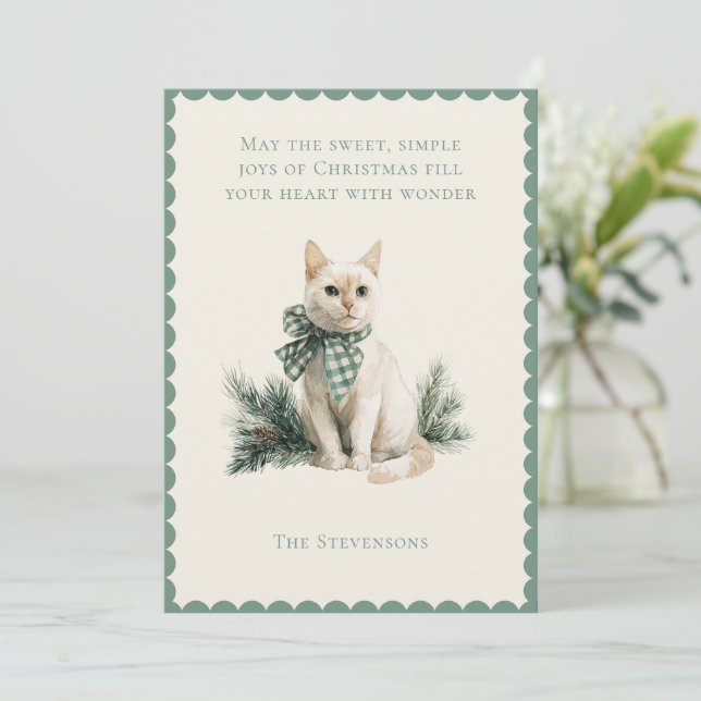 Carte de Noël Kitty Cat avec pin plat (Debout devant)