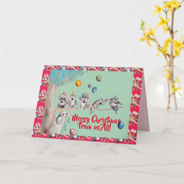 Carte de Noël Koala Drôle Joyeux de nous Toutes le (Fleur jaune)