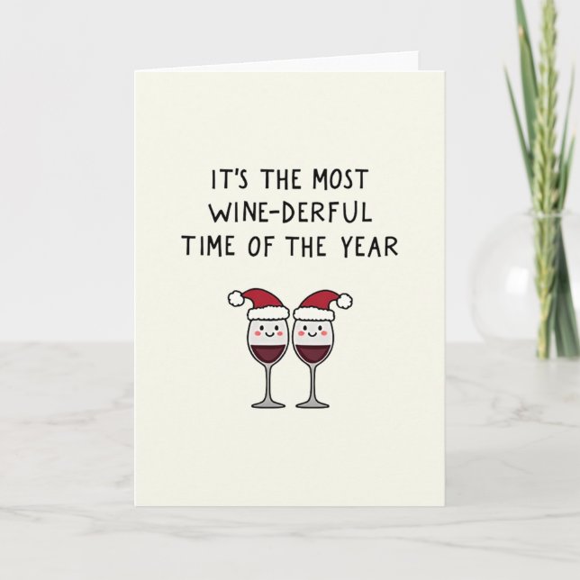 Carte de Noël la Plus Merveilleuse avec du Vin (Devant)