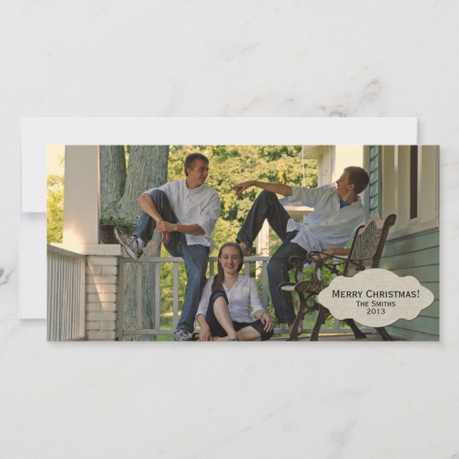 Carte de Noël Lable Style Lin Simple (Devant)