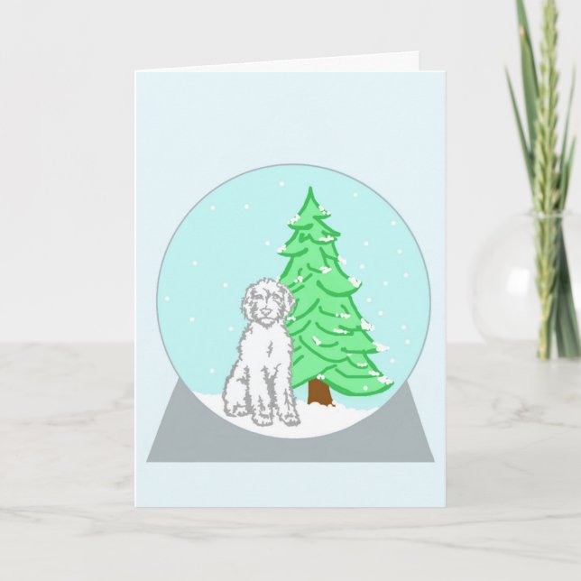 Carte de Noël Labradoodle Snow Globe (Devant)