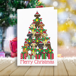 Carte de Noël Labrador Arbre de Noël