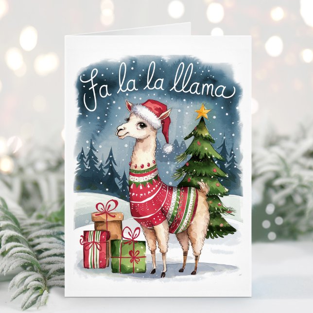 Carte de Noël Lama Fa La La Mignonne (Créateur téléchargé)
