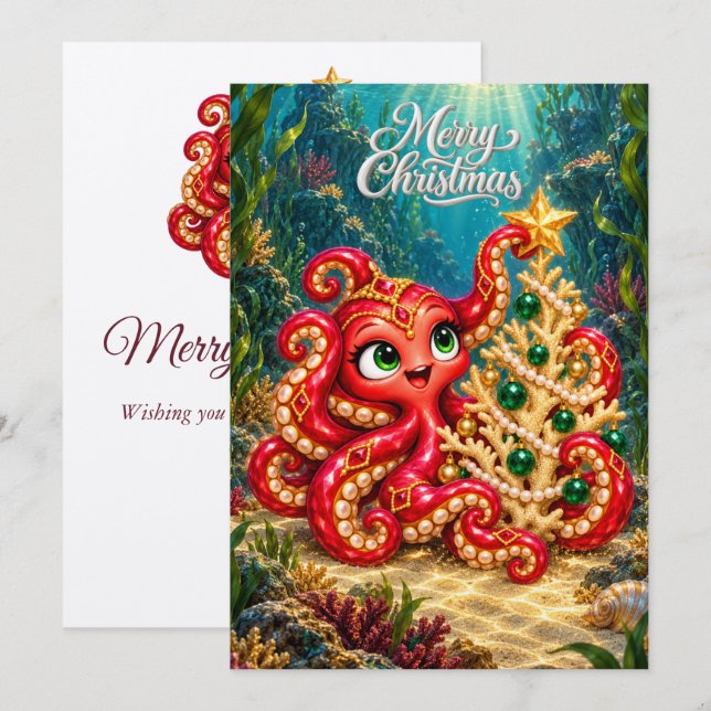 Carte de Noël – L'arbre de corail enchanté d'Eva (Devant / Derrière)