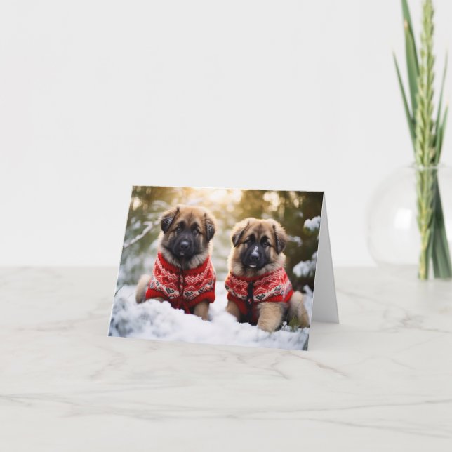 Carte de Noël Leonberger Puppies (Devant)