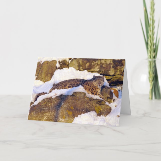 Carte de Noël léopard des neiges (Devant)
