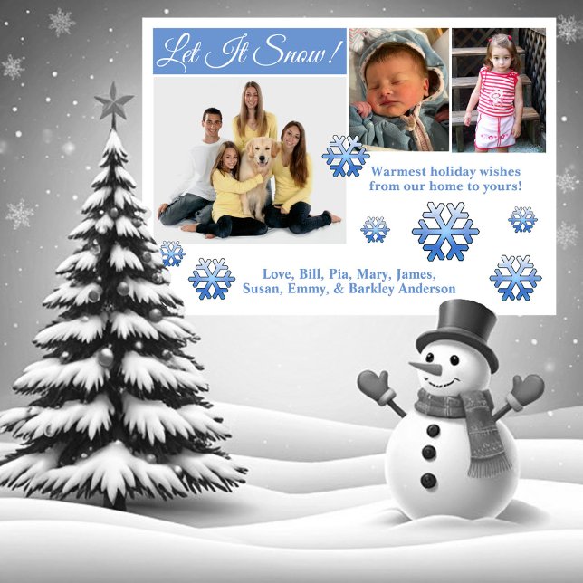 Carte de Noël « Let It Snow ! » avec 3 photos (Créateur téléchargé)
