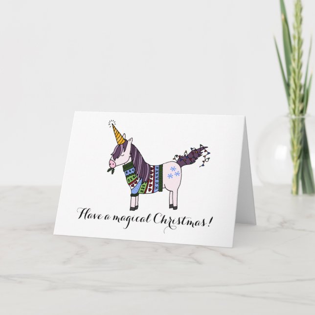 Carte de Noël Licorne (Devant)