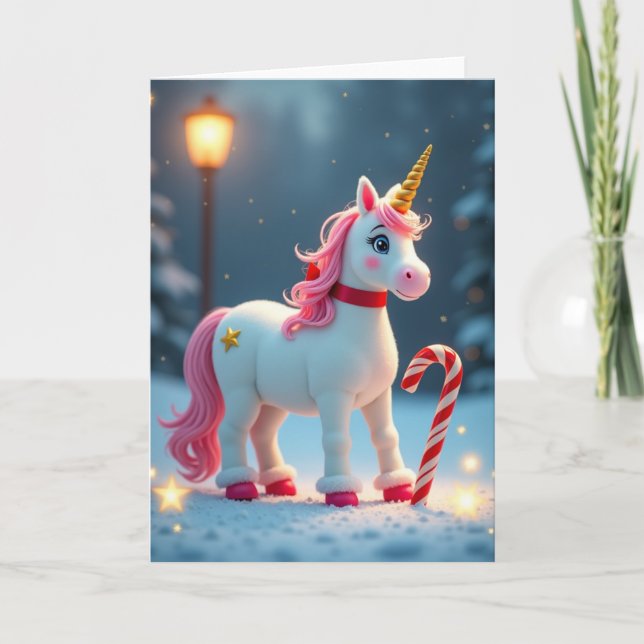 Carte de Noël Licorne Magique (Devant)