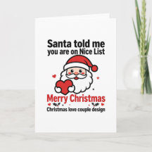 Carte de Noël Liste des Enfants Sages Cadeau pour