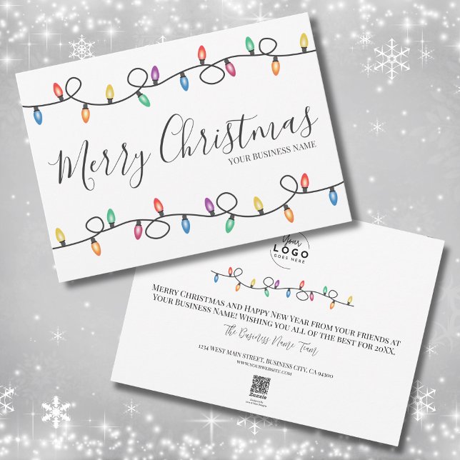 Carte de Noël Logo Entreprise de Vacances (Festive Holiday Business Logo Christmas Card)