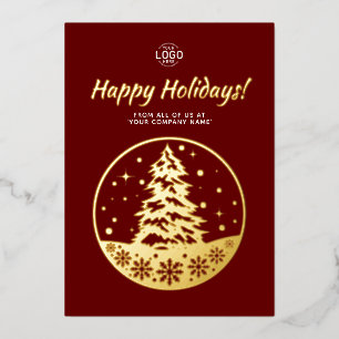 Carte de Noël Logo Sapin Or Bourgogne Fêtes