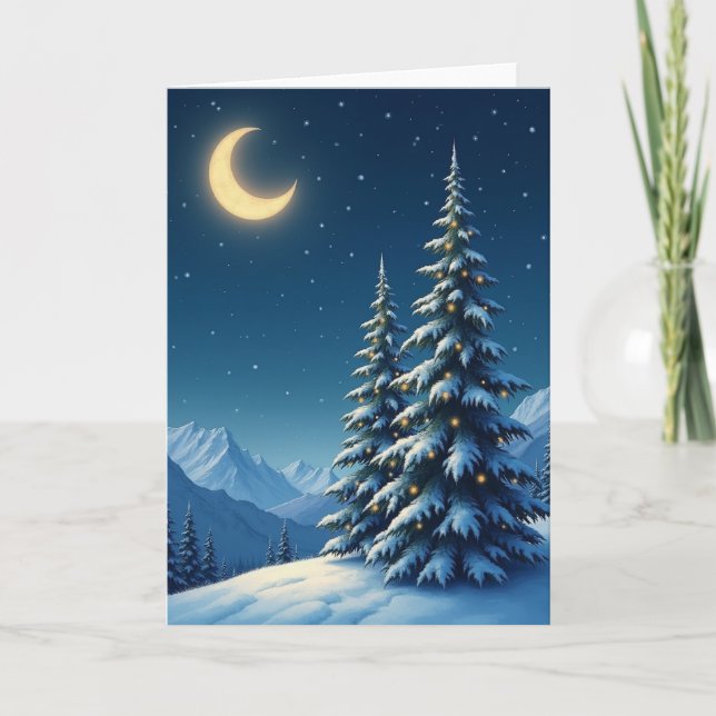 Carte de Noël lumineuse sous la neige (Devant)