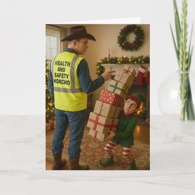 Carte de Noël - Lutin et sécurité (Devant)