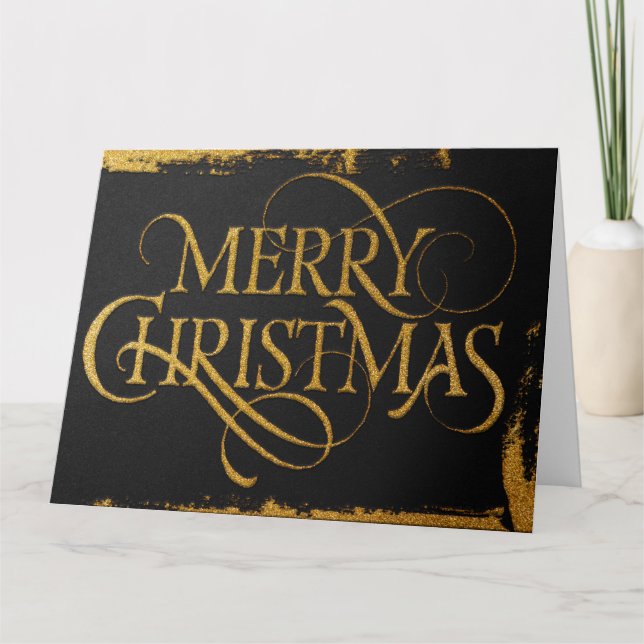 Carte de Noël Luxueuse avec Feuille d'Or | Glamour (Devant)