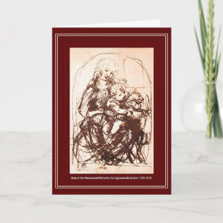 Carte de Noël : Madonna & Christ Enfant tenant Cha